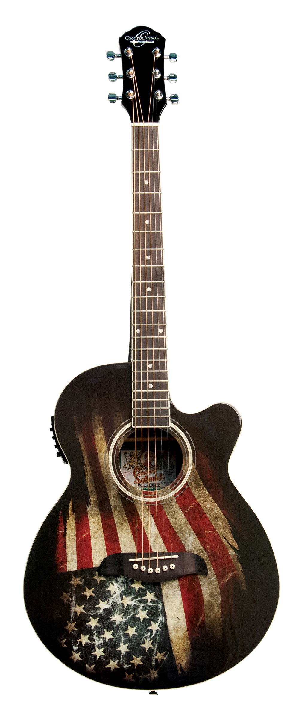 Oscar Schmidt OG10CEFLAG-A-O Folk Cutaway Acoustic Electric Guitar